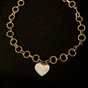 Gold Necklace with Mother of Pearl Heart Pendant NWT with extender